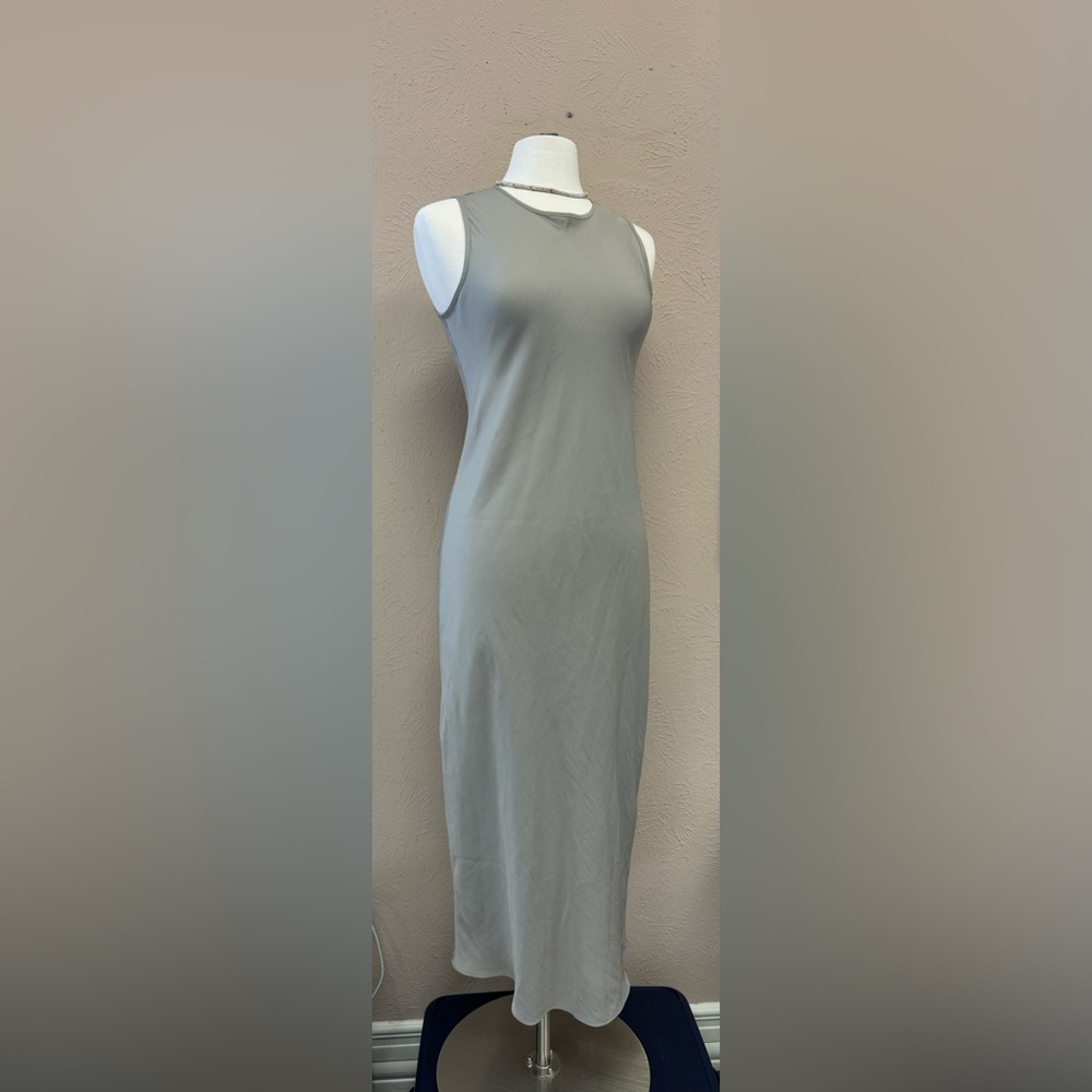 Banana Republic Petite Feather Gray Bias-Cut Midi Dress Size: S